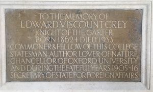 윈체스터 칼리지의 에드워드 그레이 기념관