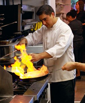 프라이팬에서 플람베