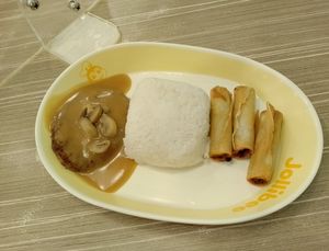 졸리비 버거 스테이크에 룸피아를 추가