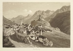 아르데츠와 슈타인스베르크 성. 요한 하인리히 뮐러의 에칭