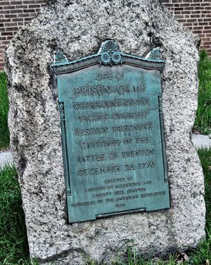 펜실베이니아주 앨런타운의 조던 가와 고든 거리에 있는 이 기념비는 조지 워싱턴 장군과 대륙군이 미국 독립 전쟁 중 헤센 전쟁 포로를 수용했던 장소를 표시한다.