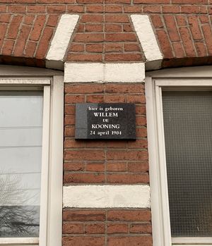 데 쿠닝이 네덜란드 로테르담에서 태어난 집의 명판