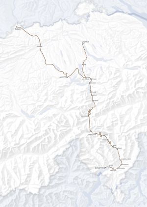 스위스 알프스를 횡단하는 Treno Gottardo 노선