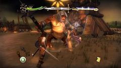 플레이스테이션 3 버전 게임의 2인 플레이 모드. 아라곤과 간달프가 트롤과 싸운다. 아라곤의 무기 선택은 왼쪽 하단에, 간달프의 파워 업 주문 참조는 오른쪽 하단에 있다.