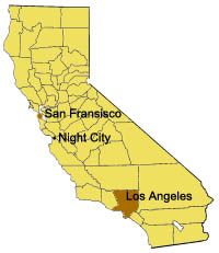 사이버펑크 시리즈의 주요 배경인 나이트 시티의 위치