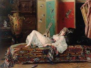 귀스타브 레오나르 드 용의 그림 A Reclining Odalisque, 1870년경