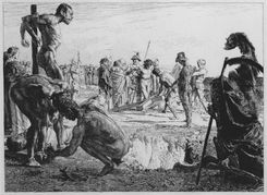 골고타에서 십자가에 매달리기 전의 그리스도(오토 그라이너 그림, 1896년)