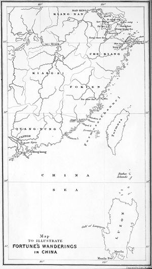 중국에서의 포춘의 여행 지도