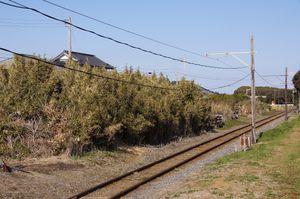 2012년 1월, 침목 보관에 사용되는 구 이누보역 부지