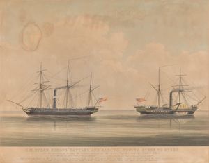 1845년 스크류 슬루프 Rattler 대 패들 슬루프 Alecto