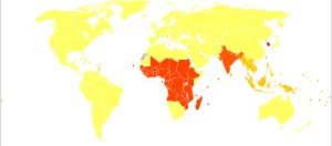 인구 10만 명당 림프사상충증으로 인한 장애 보정 생존 연수 손실