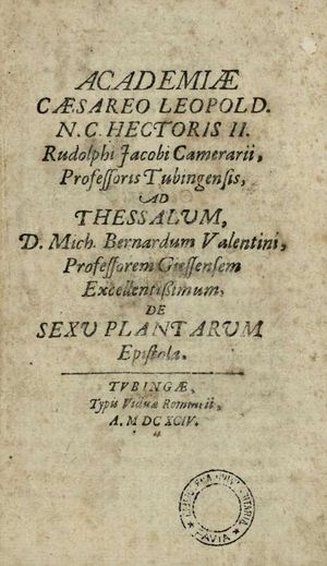 De sexu plantarum, 1694