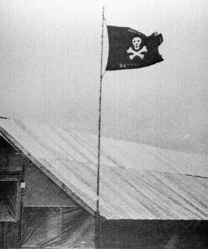 꽝찌에 있는 고스트 대대의 기장. 해병대는 비행장을 건설하기 위해 11,000개의 무덤을 옮겨야 했다. (미 해군)