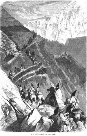 1857년 시알락 고개를 통과하는 페르시아 기병대