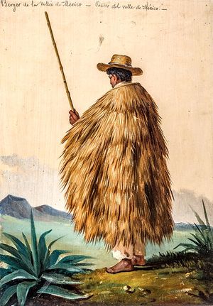 아메리카 원주민 목동이 착용한 capote