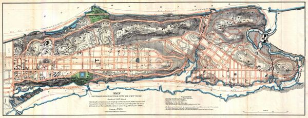 1870년 냅 지도는 센트럴 파크 위원회의 1868년 계획에 따라 155번가 위에 거리가 배치되는 과정을 보여준다.
