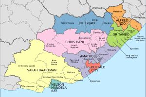 이스턴케이프의 지방 자치 단체 및 구역 지도