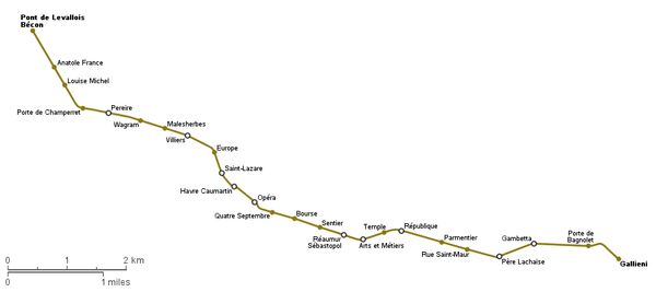 파리 메트로 3호선 노선도