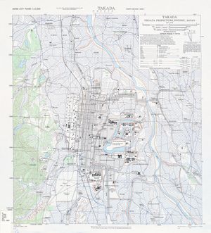 미국 육군 지도국이 제작한 니가타현 다카다시 지도. 1945년 판.