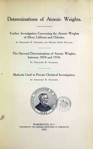 원자량 결정, 1910