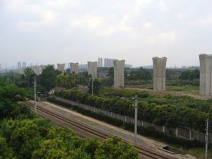 후닝 고속선 건설중인 모습