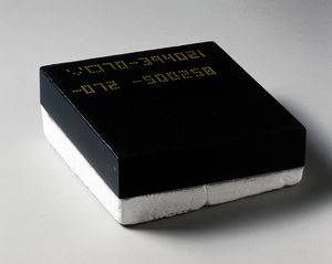 HRSI 타일. 궤도선 위 정확한 위치를 나타내는 노란색 표시가 있다.