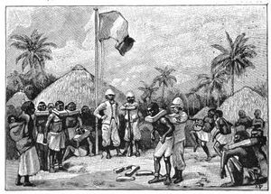 브라자가 콩고의 한 마을에서 노예를 해방시키고 있다.