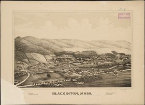 석판화로 제작된 1889년 L.R. 버글리의 블랙킹턴 그림, 랜드마크 목록 포함