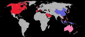 전 세계 지점: 현재 위치, 과거 위치, 예정 위치, 현재 또는 예정 위치 없음