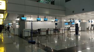 새 공항 터미널의 체크인 구역