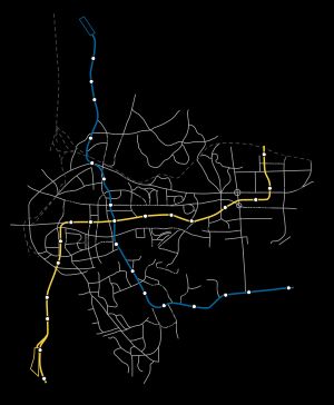 1988년에 선택된 광저우 지하철 노선도