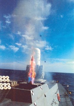 사르 4.5형 미사일정에 탑재된 VLS에서 발사되는 바락-I