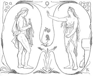 게르드는 스키르니르가 제안한 금사과 11개와 반지를 거절한다(1895), 로렌츠 프뢸리히 그림.