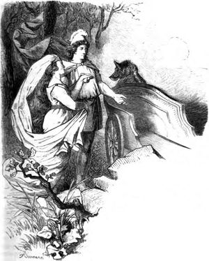 칼 에렌베르크의 스키르니르가 게르드를 설득하여 그를 따르게 하다 (1882).