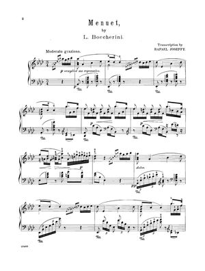 루이지 보케리니의 유명한 현악 5중주의 피아노 편곡 악보 ('첼로 5중주'의 예)