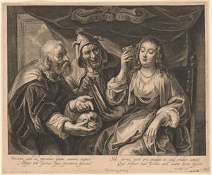 야콥 네프스의 조각 작품 Nosce Te Ipsum (허영의 알레고리). 야코프 요르다엔스의 그림을 모방함.