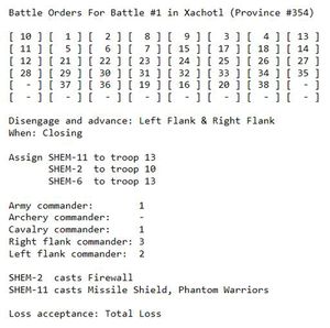 하이보리안 전쟁 턴의 일부에 대한 이메일 형식 예시 플레이어 명령.