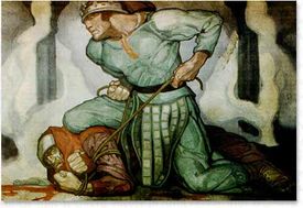 베른의 디트리히가 하겐을 묶는 모습;  카를 슈몰 폰 아이젠베르트 (1911)