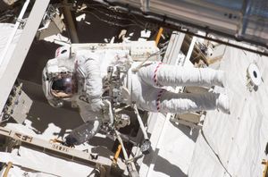 마이크 굿(Mike Good)이 제2차 선외 활동 중