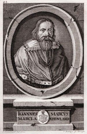 얀 마레크 마르치(Joannes Marcus Marci). 1665년 또는 1666년에 필사본을 아타나시우스 키르허에게 보냈다.