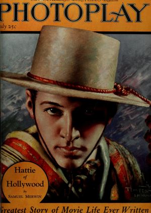 1922년 포토플레이 표지에 줄리오 역으로 등장한 루돌프 발렌티노. 템페스트 인만이 그린 삽화