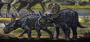 쌍을 이루는 시노케라톱스 복원도