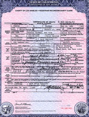 카우프만의 사망 진단서