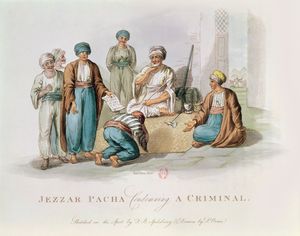 1800년 아크레에서 자자르 파샤의 법정을 그린 그림