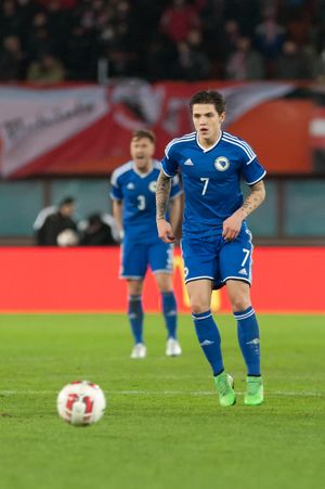 2015년 보스니아 헤르체고비나 대표팀에서 뛰고 있는 베시치