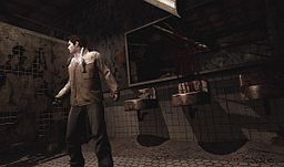 페인트가 벽과 천장에서 떨어지고 천장의 조명이 내려오면서 다른 세계가 나타나기 시작한다.