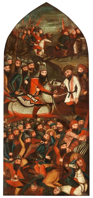 아바스 2세 시대 카자르 시대의 그림으로, 1651~1653년 러시아 군대에 대한 사파비 왕조의 승리를 다소 시대착오적으로 묘사한 그림.