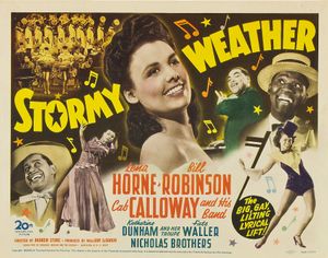 1943년 뮤지컬 영화 스토미 웨더의 미국 개봉 제목 카드.