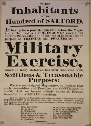 학살 다음 날 치안 판사가 발행한 "샐퍼드 백의 거주자들에게"라는 공고