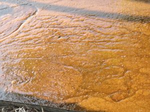 자구리 준비를 위해 다른 팬에 건조되는 반액체 사탕수수 주스: 인도의 관행